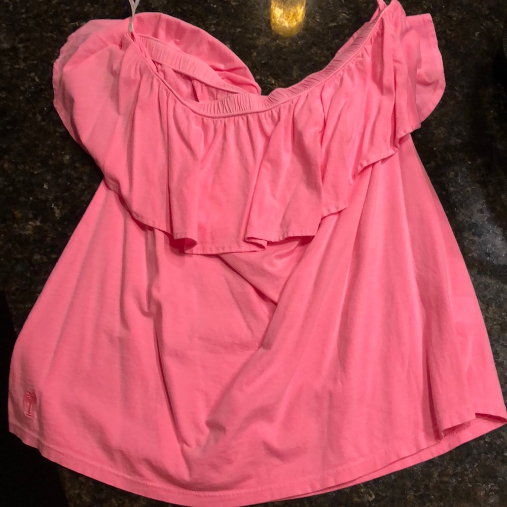 Lilly Pulitzer Strapless Ruffle Top Pink